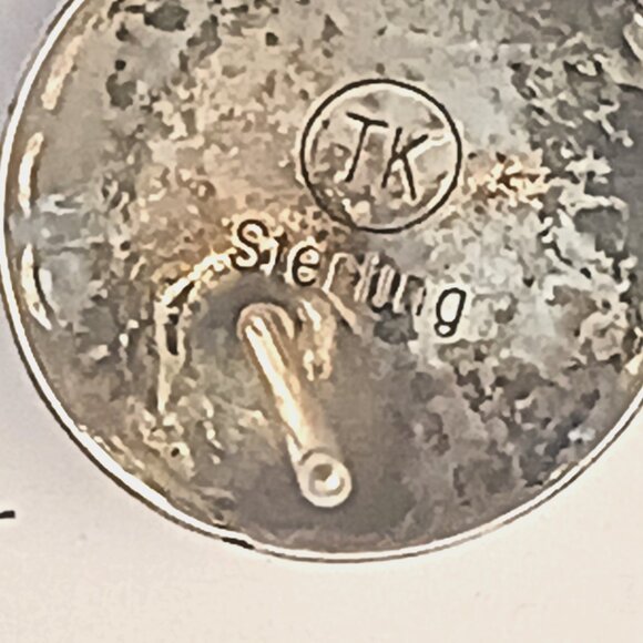 Native American 925 Concho Feather earrings Signed TK (1586) - Picture 5 of 5